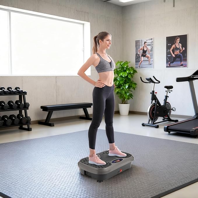 MAMIZO Vibration Plate Exercise Machine, Full Body Workout Shake Board Vibrate Platform for Lymphatic Drainage Weight Loss, with Loop Bands & Remote, Workout Equipment for Home Women Men