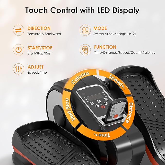 Under Desk Elliptical Machine for Seniors – Compact, Quiet & Portable Mini Leg Pedal Exerciser with Adjustable Speed and LED Display for Home and Office Workouts