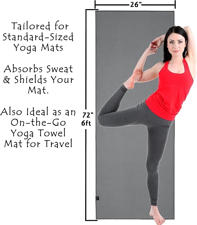Tatago Yoga Mat Towel Non Slip for Hot Yoga. Our Hot Yoga Towel is Thicker, More Absorbent, and a Perfect Hot Pilates Mat Towel. 400GSM Microfiber Quick-Dry!