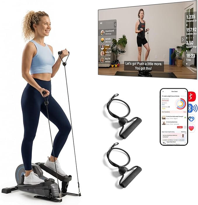 JLL Elliptical Exercise Machine, Mini Elliptical Cross Trainer 2-in-1 Sit/Stand, 8-Level Magnetic Resistance, Compact Home & Office, LCD Monitor, Free Smart Fitness App, Transport Wheels