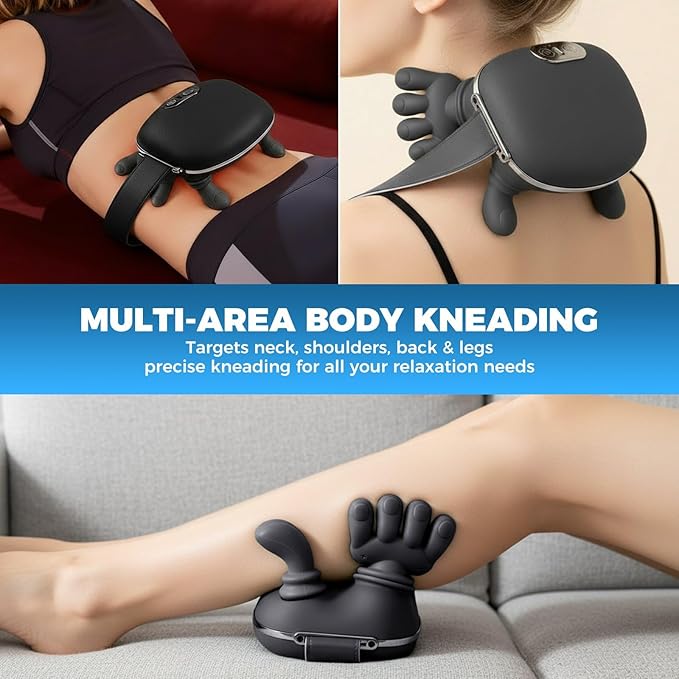 Shoulder & Neck Massager with Heat, 4D Bionic Heated Neck Massager with Fingers Simulates a Real Palm Massage for Comfort, 3 Intensity Levels + 2 Heat Settings Relax Muscle Tension