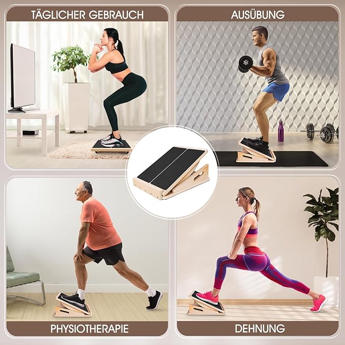2-in-1 Slant Board & Balance Board for Adults, Adjustable Incline Board and Calf Stretcher Slant Board for Squats, Stretch Board for Knees Ankle Heel Feet Leg