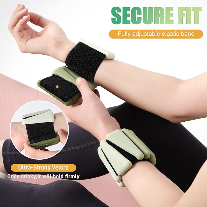 Ankle Weights for Women Wrist Weights Set of 2 (1 lb/2 lb Each) Adjustable Arm Leg Weight for Womens Men Suitable for Walking Swimming Running Pilates Yoga Gym
