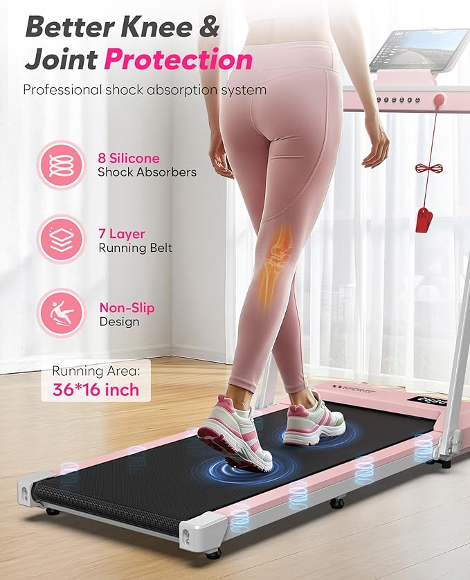 Foldable Treadmill with Incline, Compact Walking Pad Treadmill with Safety Handle Bar, 3.0HP Quiet Under Desk Treadmills for Home/Office, 320 LBS Capacity, APP & Mute Remote Control