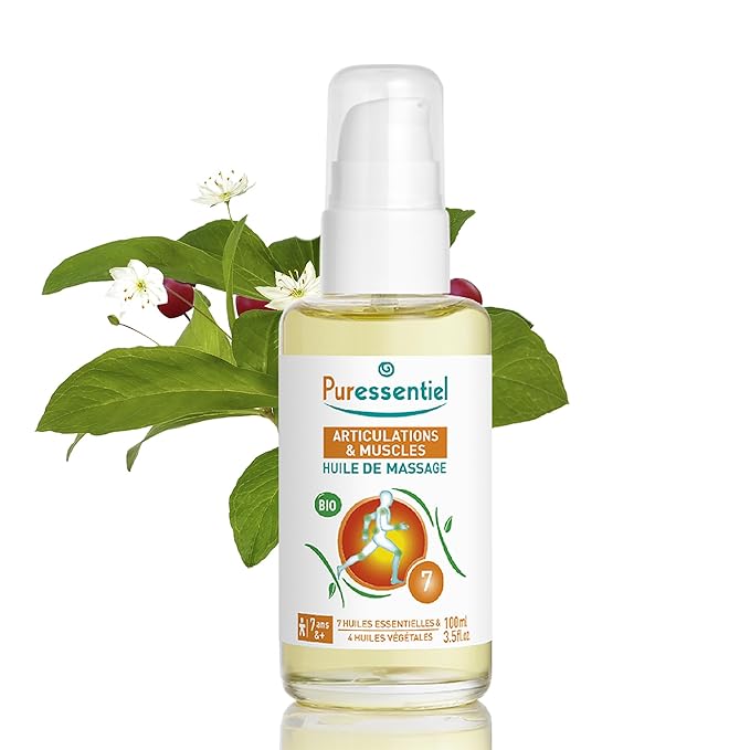 Puressentiel Muscle Relaxing Organic Massage Oil with Arnica and Wintergreen - Aromatherapy Oil for Muscle Tension - Alcohol Free, Plant Based - Revive Sore, Tired Joints and Body Aches - 3.5 Oz