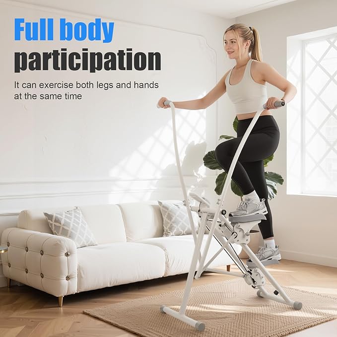 Stair Stepper with 4-Speed Adjustable | 265lbs Upgrade Foldable Stairmaster Machine for Home Gym Workout| Adjustable Handlebar & Pedals| Cardio Stair Climber with Low Noise（2025 Upgraded）
