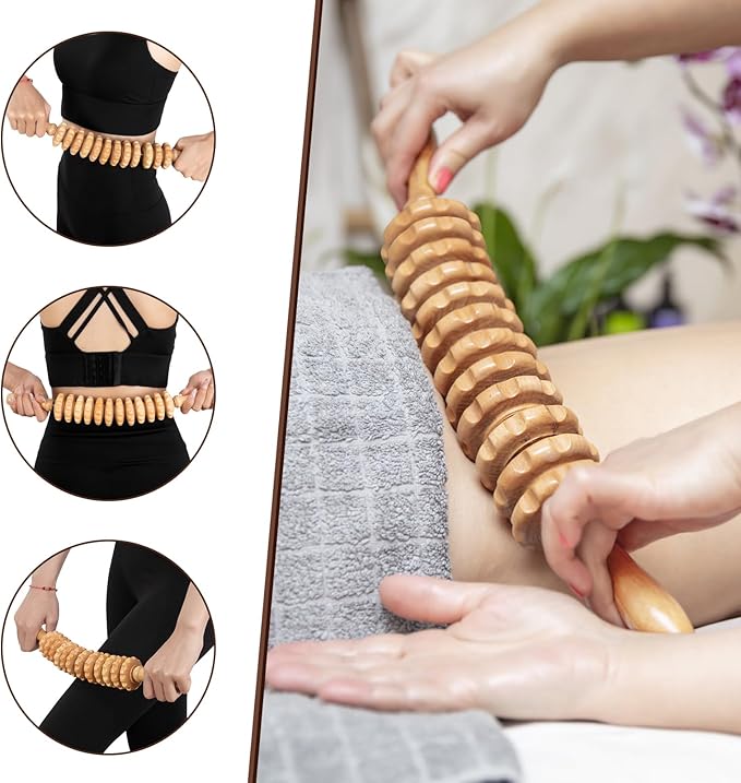 Wood Therapy Massage Tools 7-in-1, Wooden Lymphatic Drainage Massager Body Cellulite Massage Tool, Maderoterapia Kit Cellulite Massager for Body Sculpting,Contouring,Relief Muscle