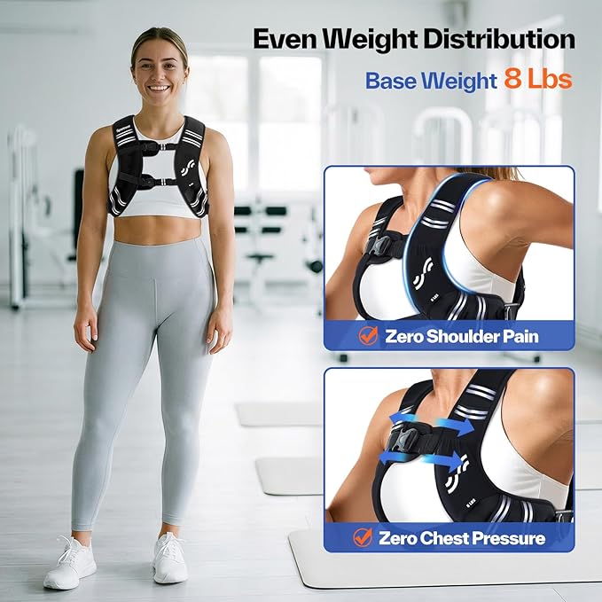 Sportneer Weighted Vest Woman: 8lb/12lb/15lb/20lb/25lb Weight Vest for Walking with Phone Bag, Adjustable Women Weighted Vest for Running Rucking Vest for Jogging Strength Training Weight Loss