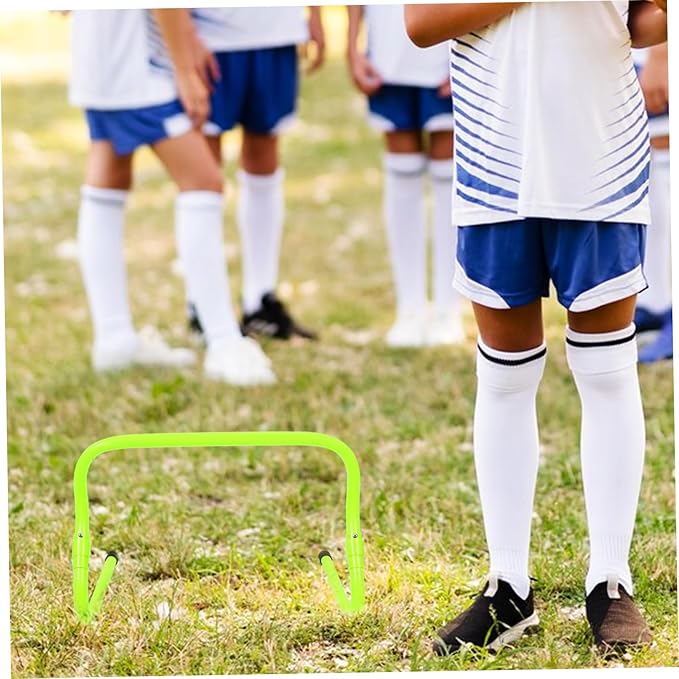 Adjustable PVC Agility Hurdles for Boys and Girls Speed Training Barriers for Soccer Practice Enhancing Coordination and Footwork Skills Green Height Settings