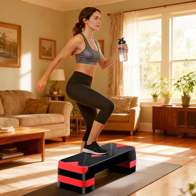 ZENY 26.5 inch Aerobic Step Platform with 4 Step Risers, Height Adjustable Exercise Stepper for Home Gym Workouts, 400 lbs Capacity