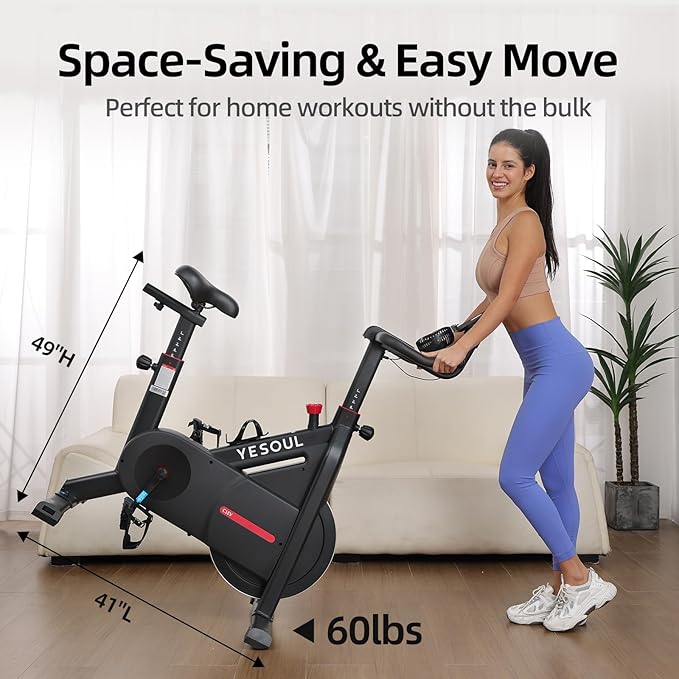 YESOUL Exercise Bike for Home – Stationary Bike with Stable Triangle Frame, Silent Magnetic Resistance, 300 lbs Capacity, Dual-Stage Drive & Alloy Flywheel, Smart APP with Scenic & Live Classes
