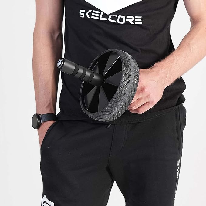 Skelcore Ab Wheel Roller for Core Strength – Non-Slip Handles Exercise Roller for Abs, Portable Fitness Equipment for Home Gym – Ideal for Men & Women
