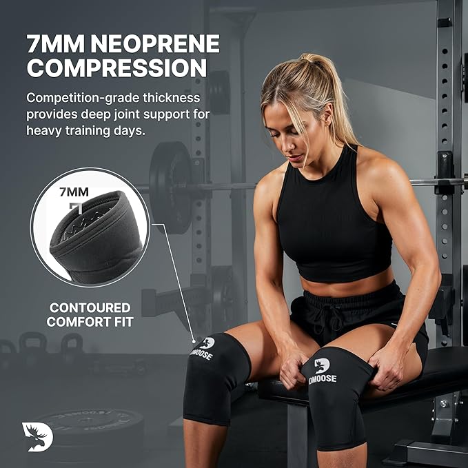 DMoose Fitness Knee Sleeves for Weightlifting (Pair) 78” Knee Wraps for Joint Support, Squats & Powerlifting - Gym Brace Straps for Joint Stability & Pain Relief, USPA & IPL Approved for Men and Women