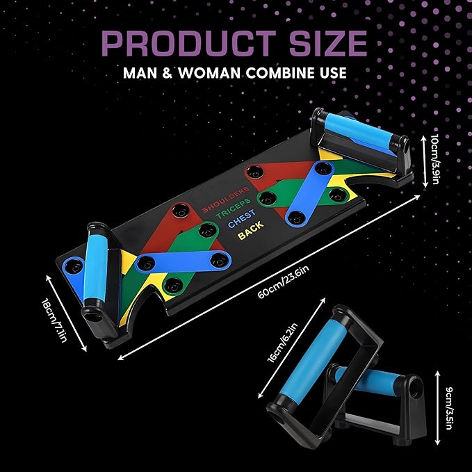 Push Up Board 9-in-1 Multi-Functional Workout Equipment for Home Pushup Board for Men and Women - Strength Training, Chest, and Arm Exercises Burn Fat & Build Muscle
