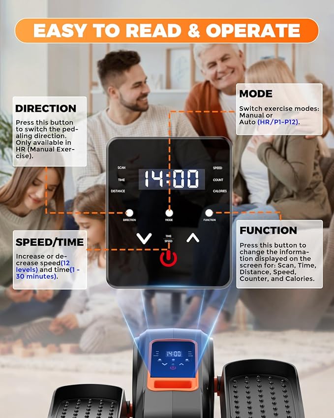 Foot Exercise Machine, Quite & 12 Adjustable Speeds Seated Pedal Exerciser LCD Display & Smooth for Home and Office, Low Impact Foot Peddler Exerciser While Sitting for Seniors