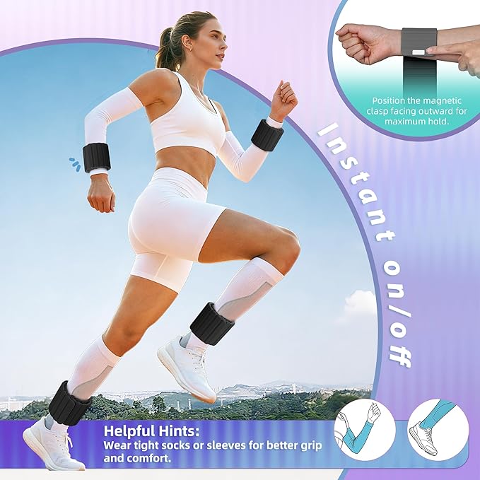 Wrist Weights Ankle Weights for Women 1 Pair (1.1 lb/2.2 lb Each) Silicone Magnetic Leg Arm Weighted Bracelet for Home Yoga Pilates Gym Workout Walking Jogging