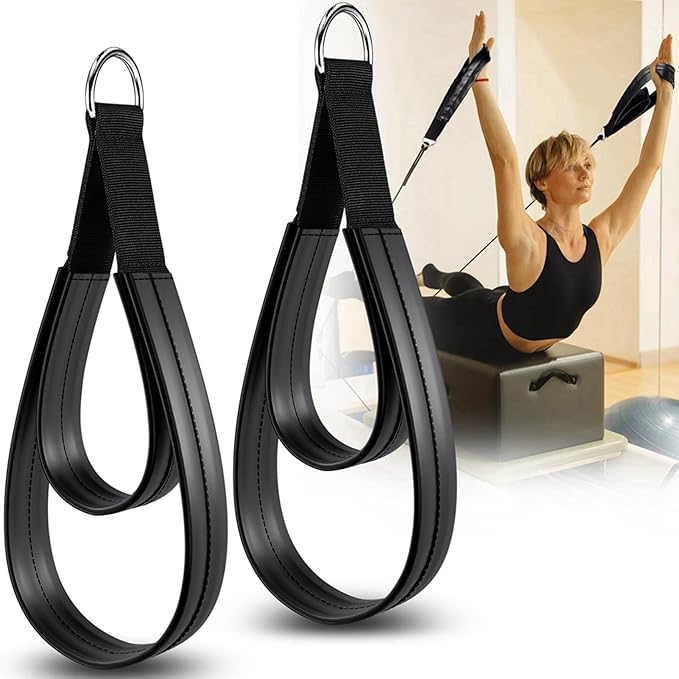 4PCS Pilates Straps, Pilates Double Loop Straps for Reformer, Fitness D-Ring Straps Double Loops Padded