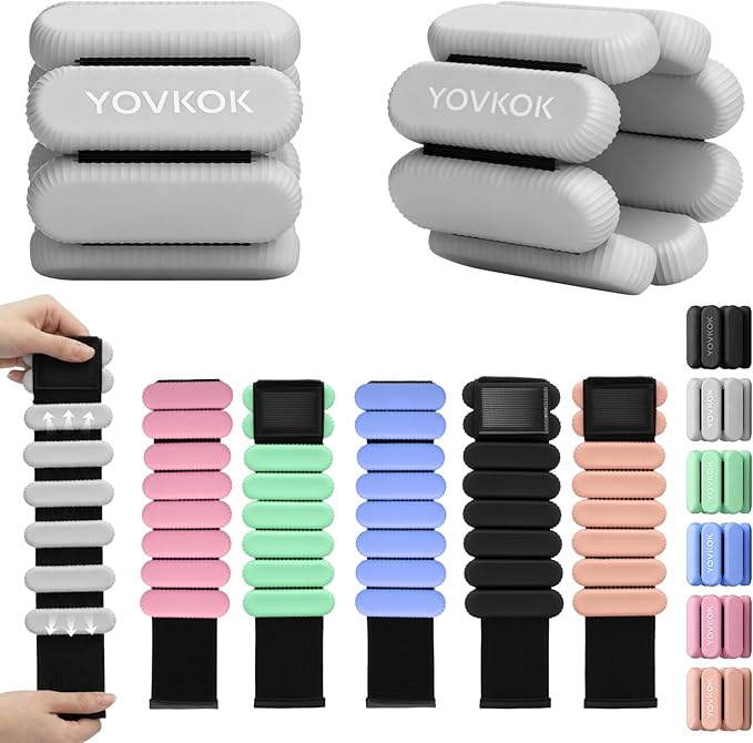 Wrist Weights, Silicone Adjustable Ankle Weights for Women Men - Strengthen Arms and Legs Ideal for for Home Gym Workout, Running, Yoga, Pilates, Barre, Exercise, Strength Training