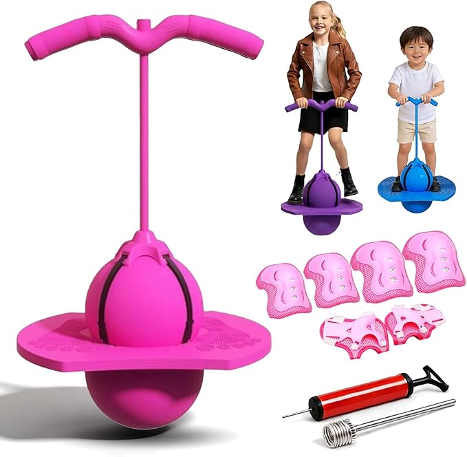 Childrens Balance Jumping Ball, 2026 Upgraded Non-Slip Jumping Balance Board for Kids, Crazy Bouncing Ball with Handle and Pump, High Jump Toy Bounce Jump Trick Board for Kids & Adults