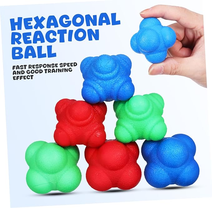 BESPORTBLE Agility Training Balls 6 Pcs Reaction Balls Unique Hexagonal Shape for Hand Eye Coordination Speed Training Equipment
