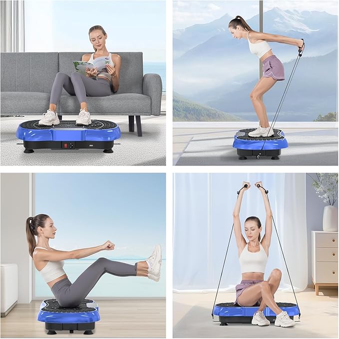 Bigzzia Vibration Plate Exercise Machine for Weight Loss – 100-Speed Platform with Remote & Resistance Bands, 450 lbs Capacity – Quiet Full Body Workout for Lymphatic Drainage at Home