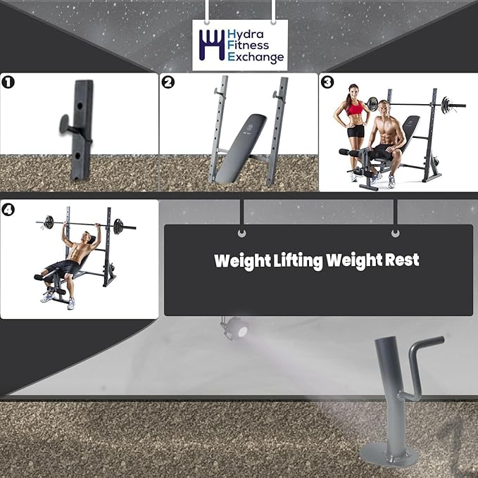 Hydra Fitness Exchange Heavy Duty Weight Lifting Weight Rest - Barbell Storage Rack Attachments Fitness Equipment Gym Accessories for Bench Replacement Part 371207 Works with Gold's Gym XR 10.1