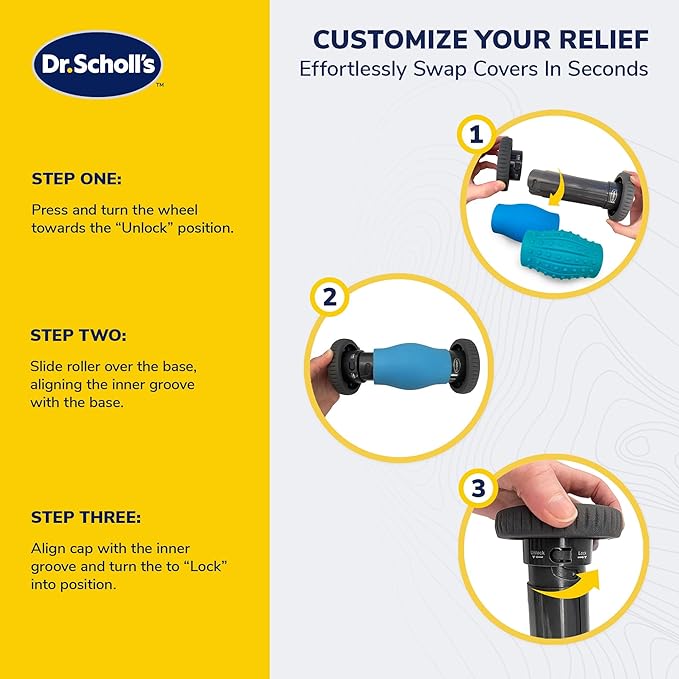Dr. Scholl’s 2-in-1 Foot Massage Roller with Interchangeable Massage Heads, Versatile Deep Tissue Massager for Feet, Calves, and Legs