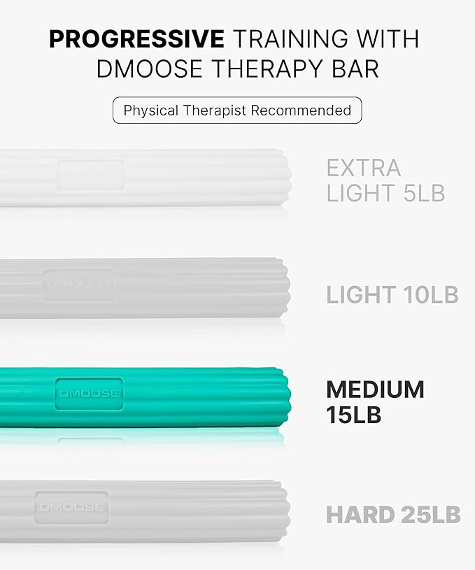 DMoose Fitness Flex Resistance Bar for Physical Therapy - Non-Slip Odorless Material, Exercise Bar for Tennis & Golfers Elbow Tendonitis Relief - Wrist and Forearm Strengthener & Grip Strength Trainer