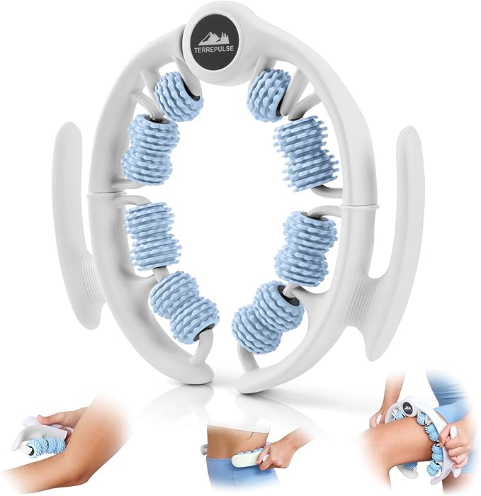 Anti Cellulite Roller & Lymphatic Drainage Massager | Deep Tissue Fascia Blaster & Muscle Roller | Tool for Sore Arms, Legs, Shoulders, Stomach & Buttocks (Blue)