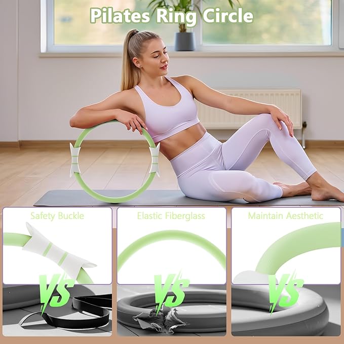 14" Pilates Ring - Magic Circle for Inner Thigh, Arm & Core Toning | Anti-Bend Foam Handles | Home Fitness Gear for Women