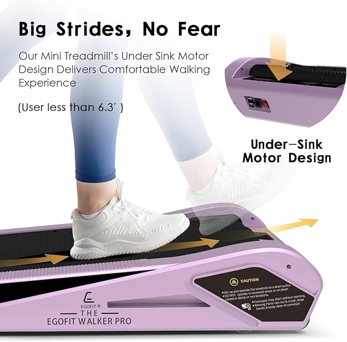 Egofit Walker Pro/Plus Smallest Under Desk Treadmill Walking Pad, Small & Compact Walking Treadmill with Fixed 5% Incline to Fit Desk Perfectly and Home & Office with APP & Remote Control