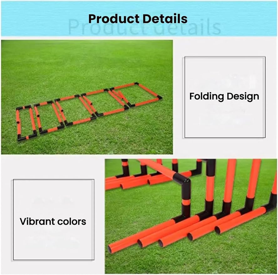 Portable Adjustable Football Hurdles，Agility Training Hurdles Set of 5, Detachable Practice Hurdles for Track and Field(Orange)