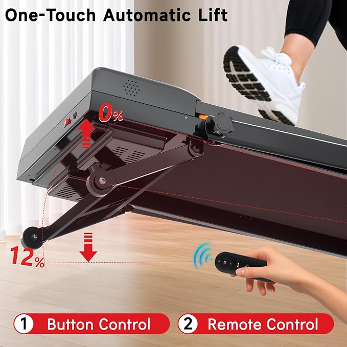 Walking Pad Treadmill with Incline and Handle Bar, 7.5MPH Under Desk Foldable Treadmill for Home Office with Remote Control