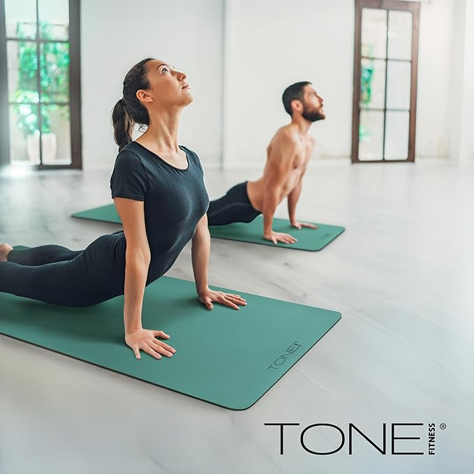 TONE Fitness Yoga Mat 1/4" Thick Non Slip Exercise & Pilates Mat for Home Workouts with Carrying Strap | Multiple Options