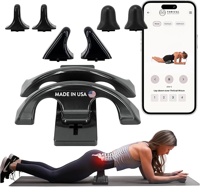 Thrival Relief Pro - Fully Adjustable Psoas and Iliacus Muscle Release Tool for Hip Flexor, Back, Glute and Neck Pain - Trigger Point and Myofascial Release Tool - Carbon Black