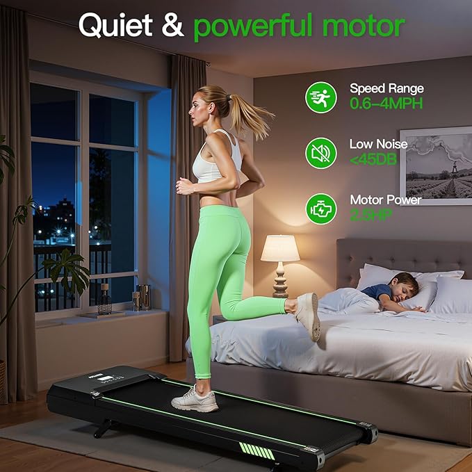 Akluer Walking Pad with 12% Auto Incline, Under Desk Treadmills for Home and Office, 2.5HP Quiet Portable Walking Pad with Smart App Scenic Routes & Bluetooth Speaker for Home Hiking