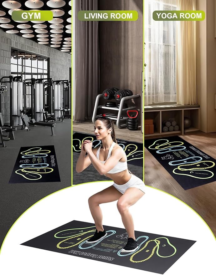 Squat Mat with Foot Position,Large Squat Target Pad 30'' X 13.8'',4mm Thickness Squat Mat Foot Positioning, Exercise Mat for Squats, Leg and Abdominal Workouts