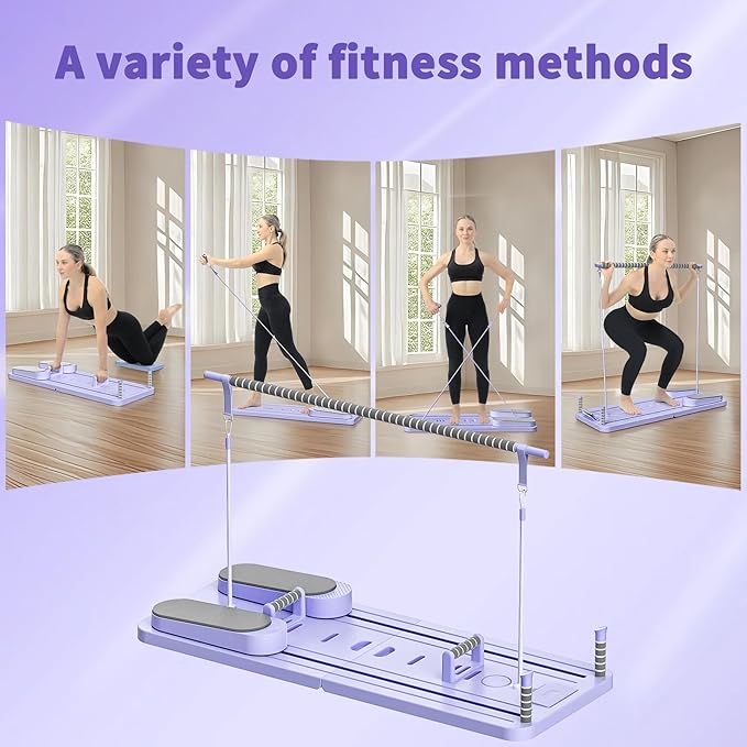 Pilates Board - Pilates Reformer Set, Multi-Purpose Foldable Pilates Reformer Board for Home,11 in 1 Pilates Equipment