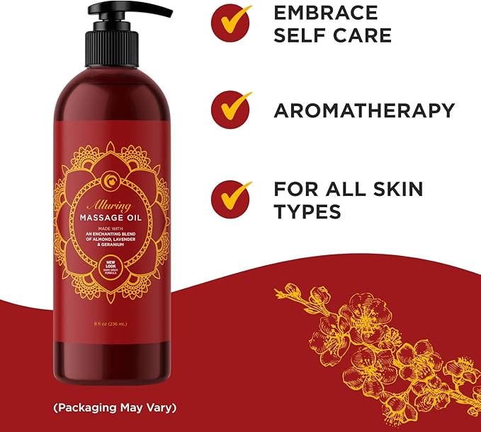 Alluring Massage Oils for Massage Therapy - Maple Holistics Massage Oil Kit with Aromatherapy Lavender Massage Oil Plus Foral Massage Oil for Sensual Aromatherapy Made with Pure Essential Oils