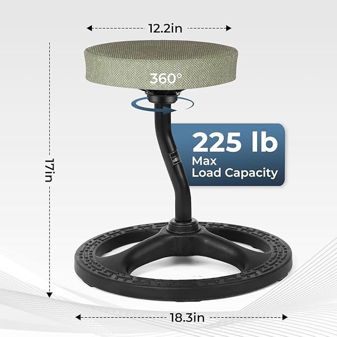 ADHD Chair for Kids, Yoga Chairs for Adults, Wobble Stool Active Flexible Seating Desk Chair with Non-Slip Base and Washable Seat Cover for Stability, Balance, Yoga, Office, School, Classroom