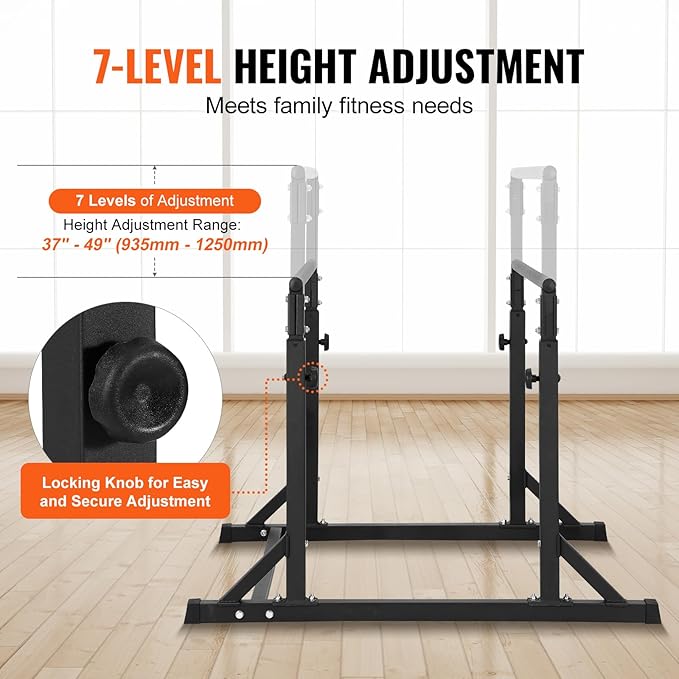 VEVOR Dip Bar, 800 lbs Capacity, Heave Duty Dip Stand Station with Adjustable Height, Fitness Workout Dip Bar Station Stabilizer Parallette Push Up Stand, Parallel Bars for Strength Training Home Gym