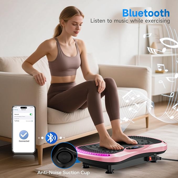 Vibration Plate Exercise Machine for Lymphatic Drainage, Vibration Machine for Full-Body Weight Loss Shaping, Vibrate Fitness Platform 400 Lbs & 200 Adjustable Speeds for Women Men Home