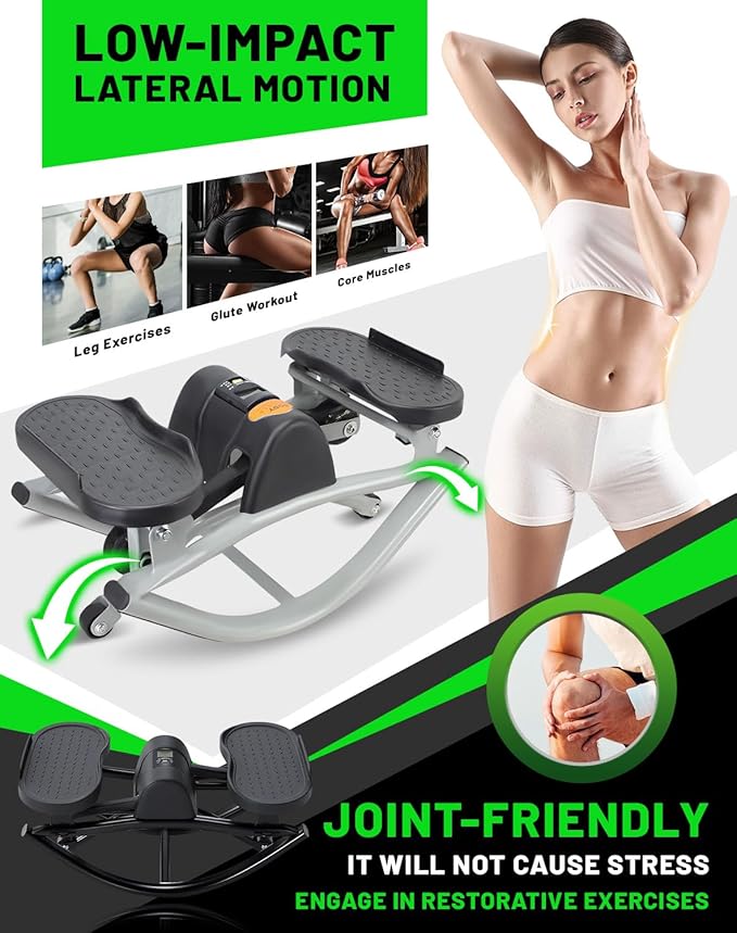 Rock Stepper, 2026 New Generation Rock Stepper Side-to-Side Machine for Home Exercise – Burn Fat Faster in 15 Minutes | Low-Impact Glutes with Digital Display & Anti-Slip Mat