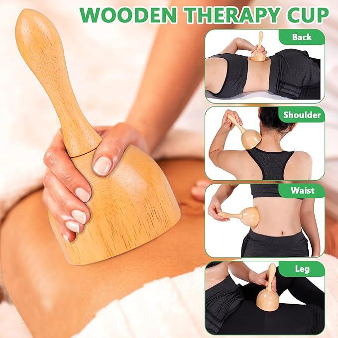 Wood Therapy Massage Tools 6-in-1 Lymphatic Drainage Massager Maderoterapia Kit,Wooden Massager Body Sculpting Tools,Wooden Gua Sha Kits,Body Contouring and Shaping
