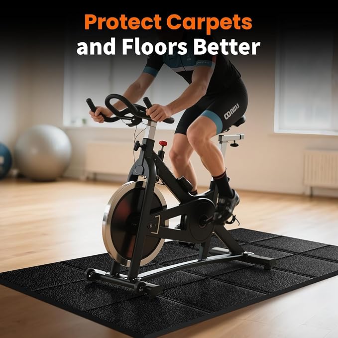 Treadmill Mat 79" x 39", 3mm Thick, for Under Treadmill, Walking Pad & Exercise Bike on Carpet & Hardwood Floors, Non-Slip Stripe Design, Waterproof Floor Protector, Noise & Shock Absorbing
