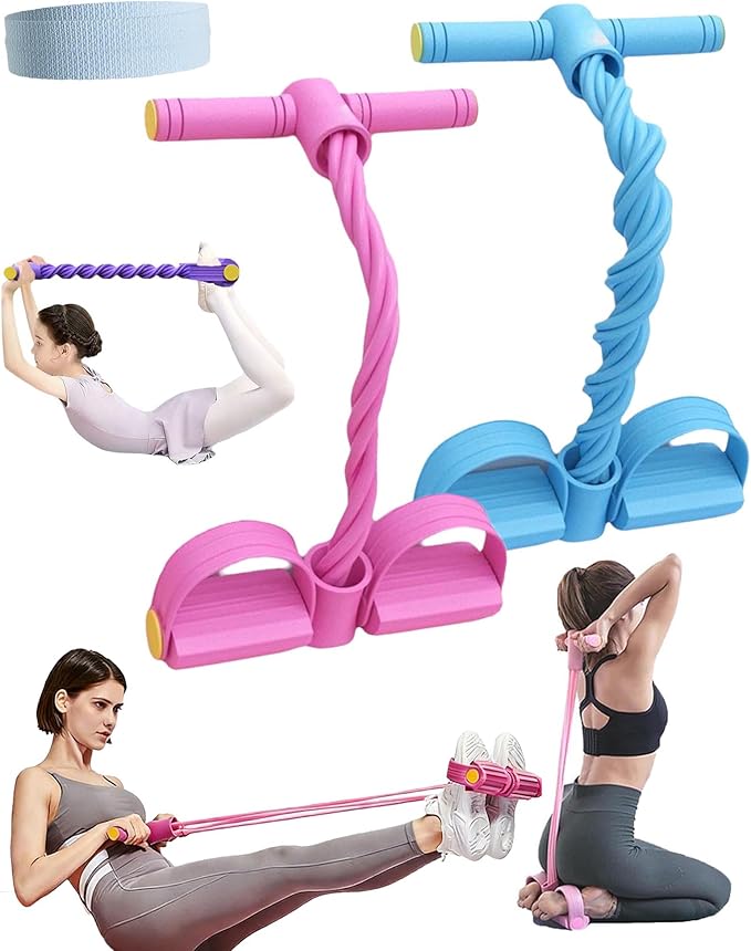 3-in-1 Multifunction Pedal Resistance Band, Fashion Puller Exercise, 8 Tube Pedal Resistance Device, Detachable and Adjustable Pedal Resistance, Multifunction Tension Rope for Waist/Arm/Leg
