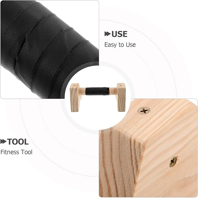 Veemoon Wood Push up Bars Parallel Parallettes Stands Beech Wood Non-slip Fitness Workout Equipment for Home Strength Training and Calisthenics (2pcs, 30cm)