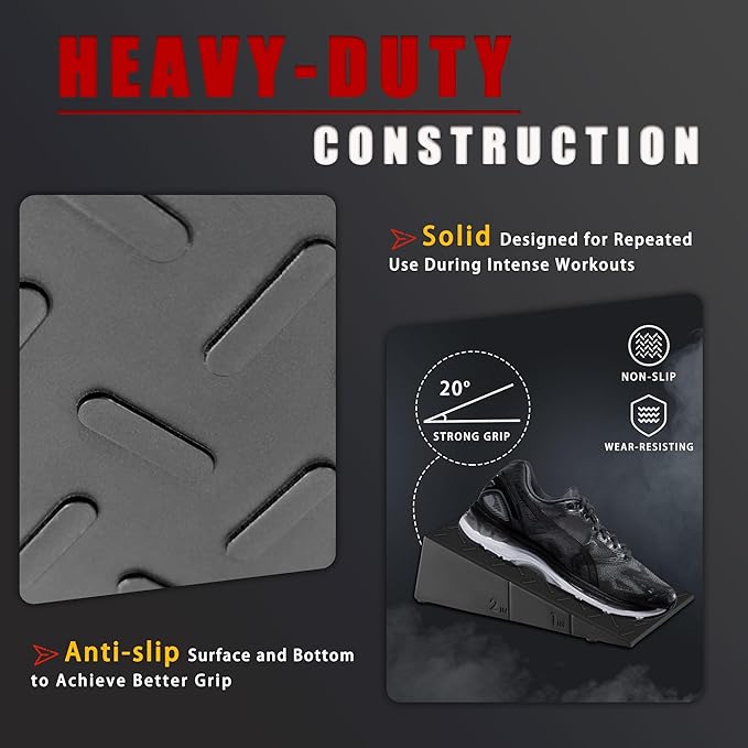 Squat Wedge Height-Adjustable Slant Board: 2Pcs Wide Wedges for Weightlifting Leg Glute Workout Improve Strength and Mobility for Gym Home