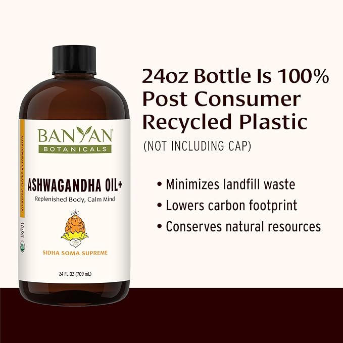 Banyan Botanicals Ashwagandha Oil+ – Organic Herbal Oil – Comforting Sore Muscle Massage Oil for Post-Workout Recovery – 24 oz – Non GMO Sustainably Sourced Ayurvedic Physician Formulated