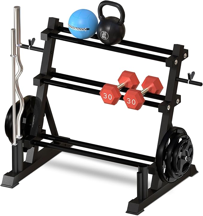FONBEAR 3-Tier Dumbbell Rack, 1200LB Capacity Weight Rack Stand for Home Gym, Heavy-Duty Storage Rack for Dumbbells Kettlebells & Weight Plates